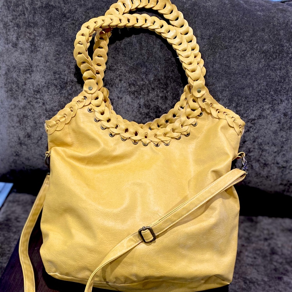 Massimo Bag  sunny yellow with woven detail